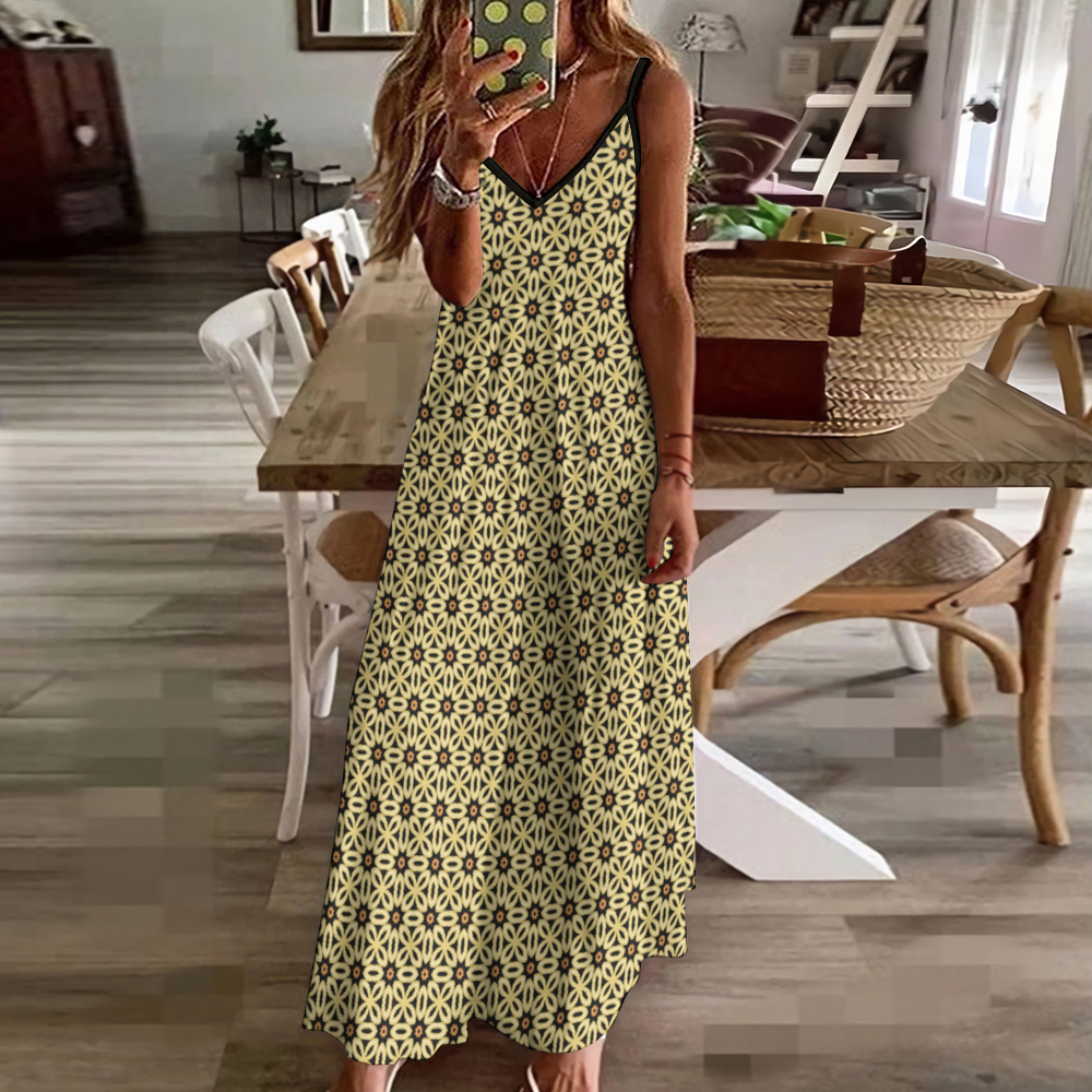 Yellow Daisy Women's Summer Fashion Maxi Slip Dress