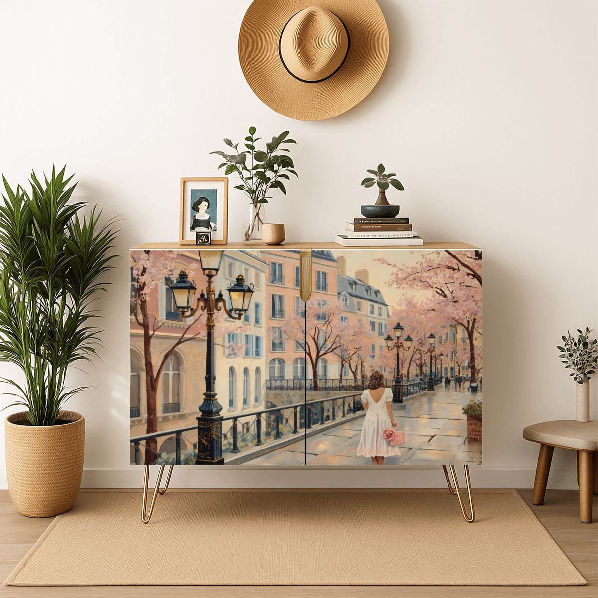Paris Street Art Wooden Storage Cabinet (Made in USA)