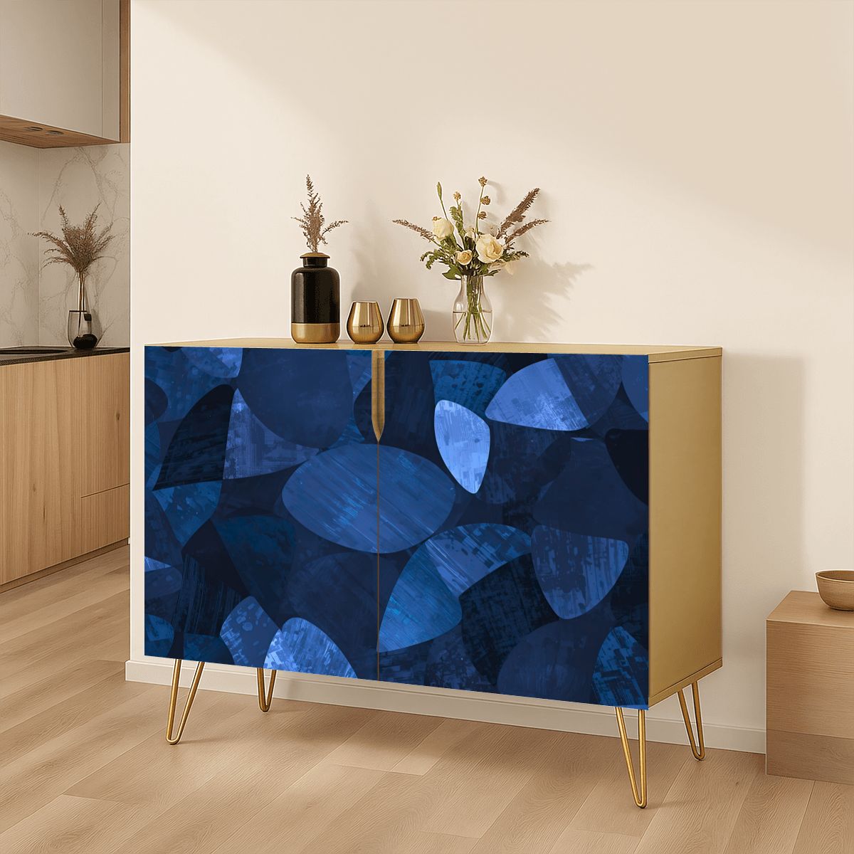 Blue Contemporary Wooden Storage Cabinet (Made in USA)