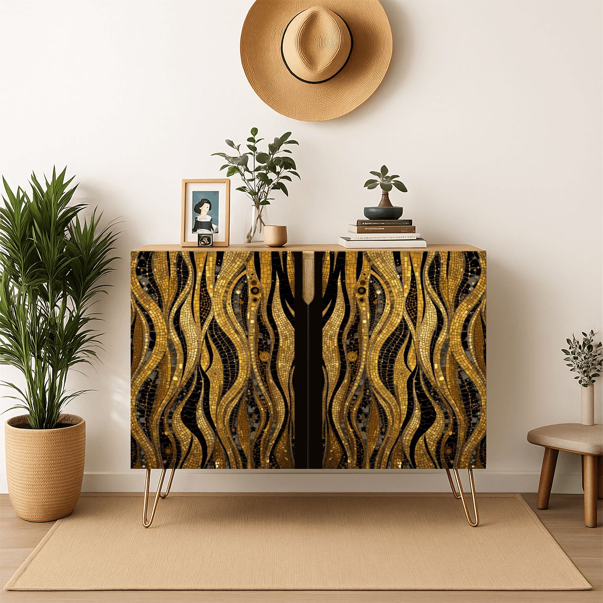 Mosaic Art Wooden Storage Cabinet (Made in USA)