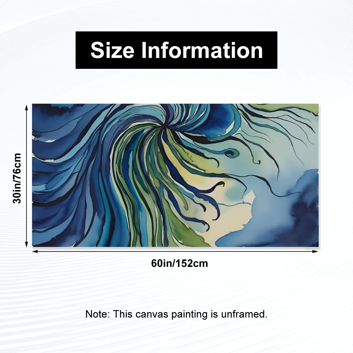 60" x 30" Printed Canvas Fabric Wall Art - No Frame (Made in USA)