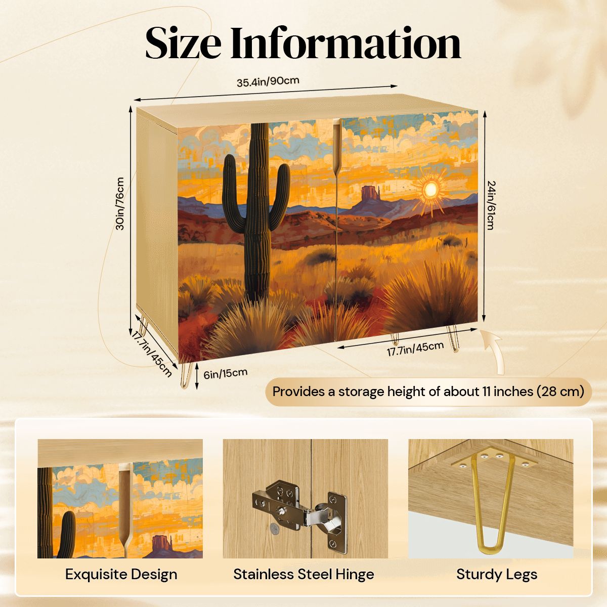 Southwest Desert Art Wooden Storage Cabinet (Made in USA)