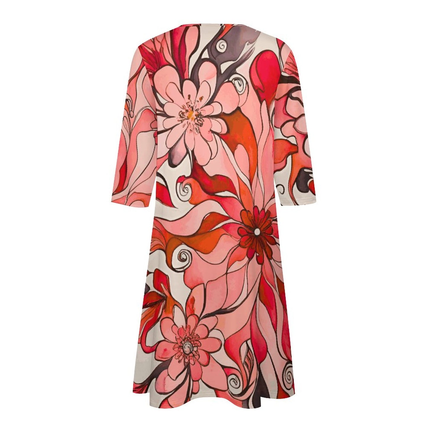 Aubrey V-neck 3/4 Sleeve Dress with Pockets