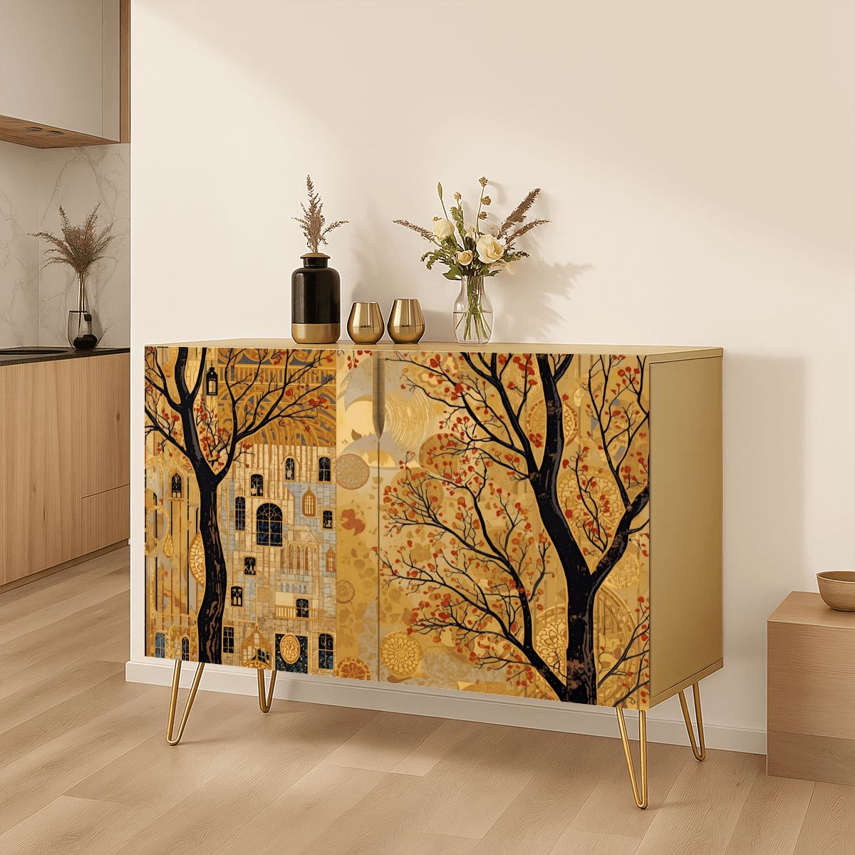 Parisian Art Modern Wooden Storage Cabinet (Made in USA)