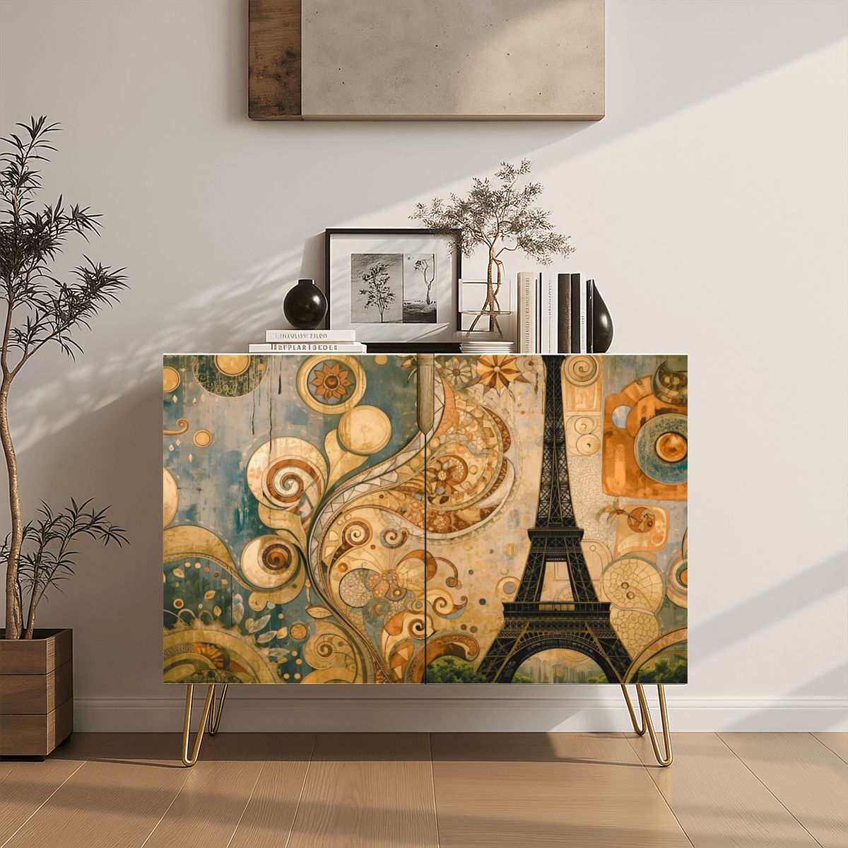 Modern Eifel Tower Wooden Storage Cabinet (Made in USA)