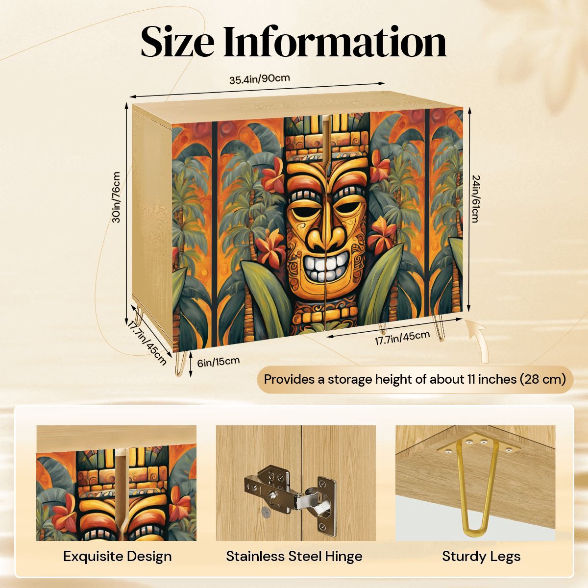 Tiki Art Wooden Storage Cabinet (Made in USA)