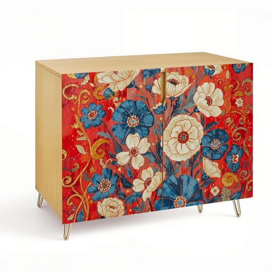 Floral Wooden Storage Cabinet (Made in USA)