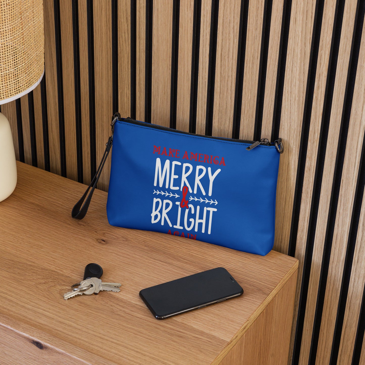 Bold Make America Merry & Bright Again Royal Crossbody bag