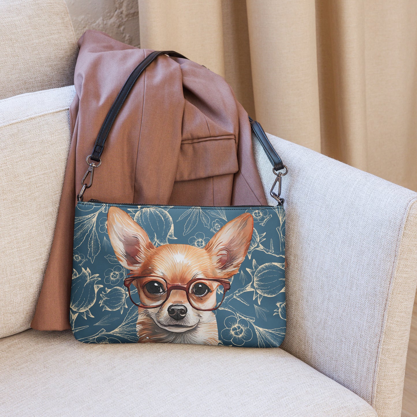 Chihuahua in Glasses Crossbody bag