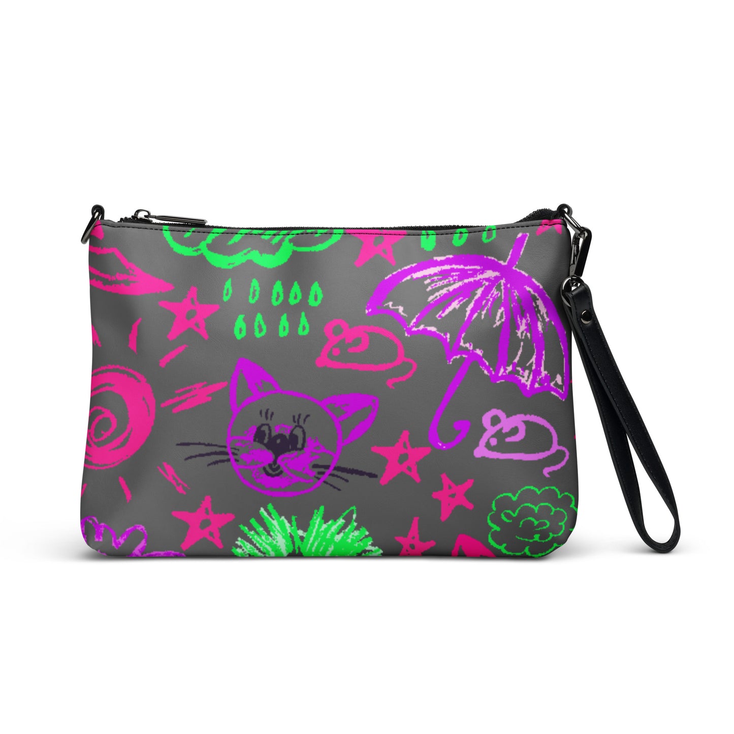 Cat Weather Crayon Drawing Crossbody bag