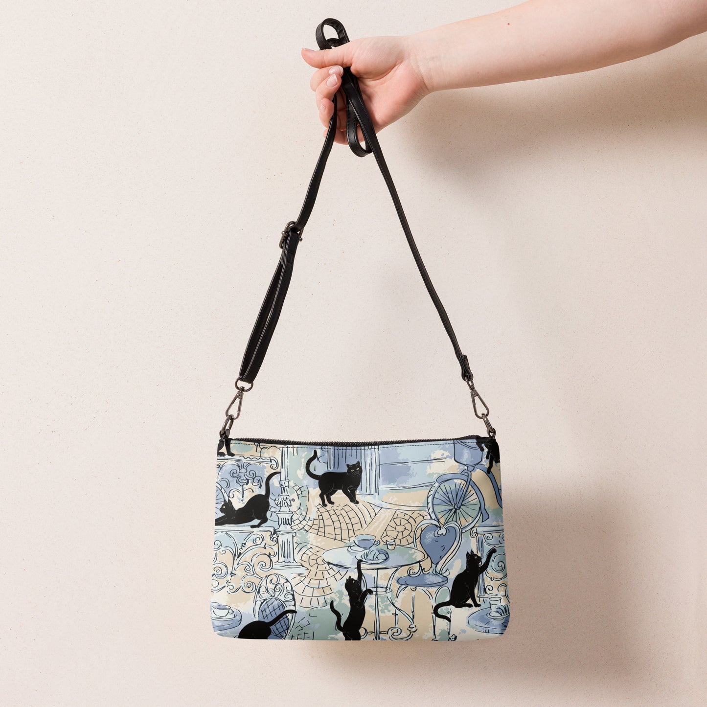 Paris Cats in Blue Crossbody bag