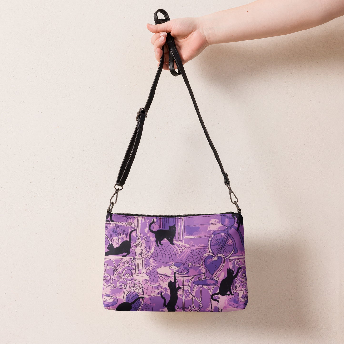 Paris Cats in Lavender Crossbody bag