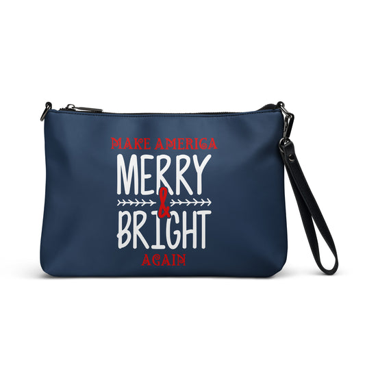 Bold Make America Merry & Bright Again Navy Crossbody bag