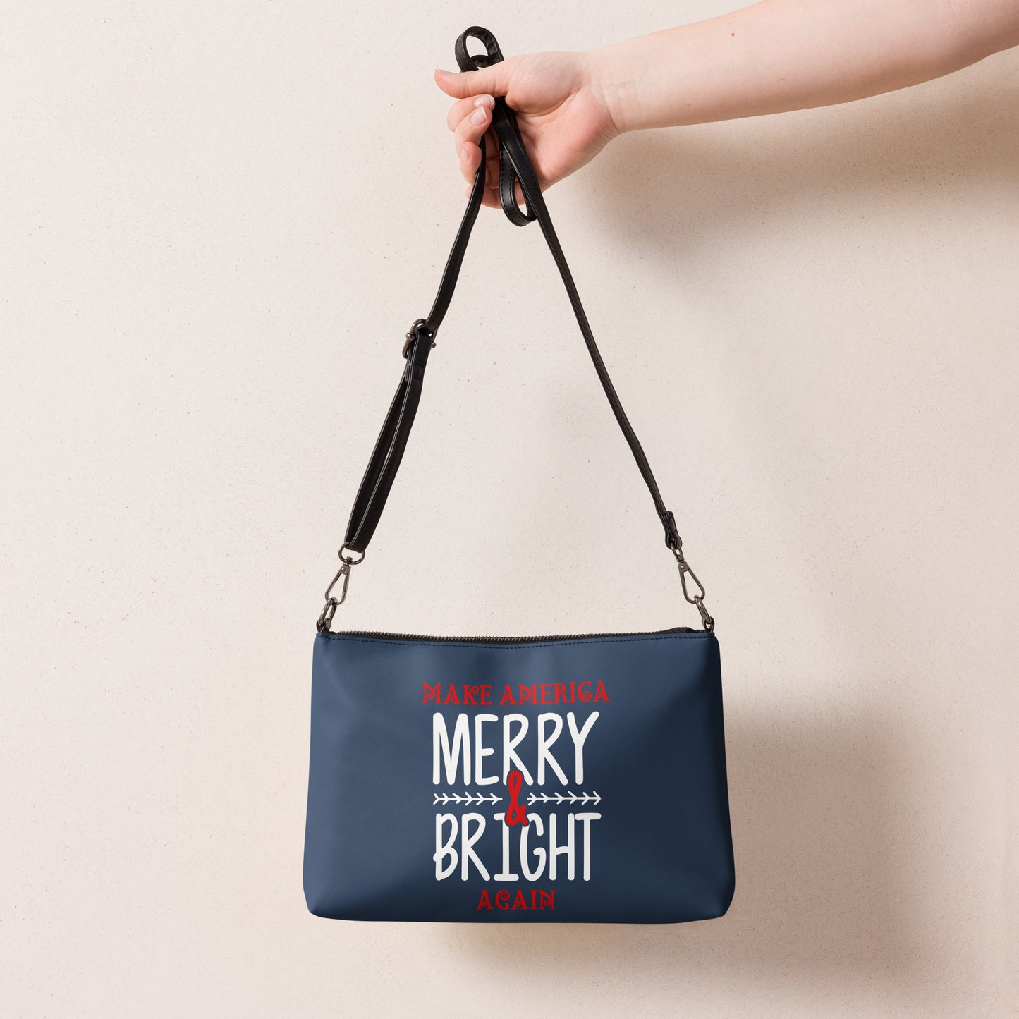 Bold Make America Merry & Bright Again Navy Crossbody bag