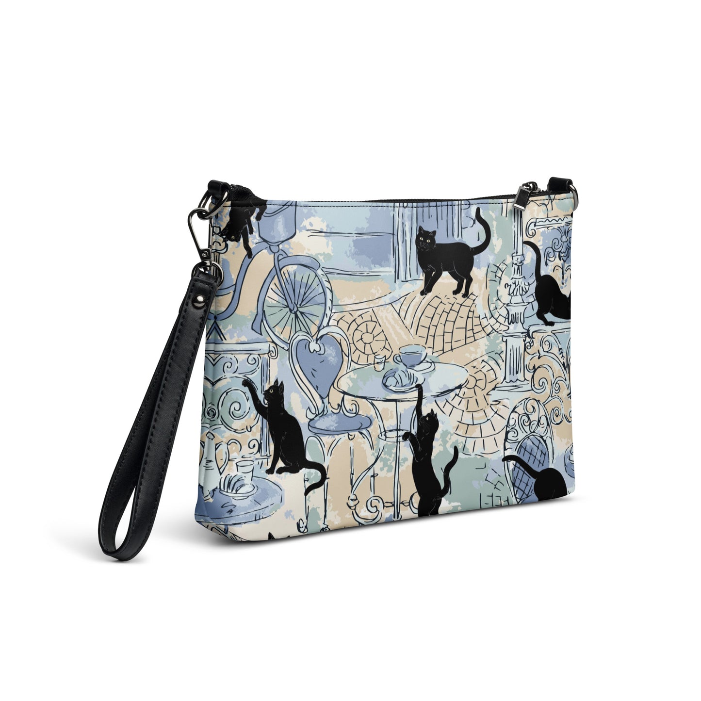 Paris Cats in Blue Crossbody bag