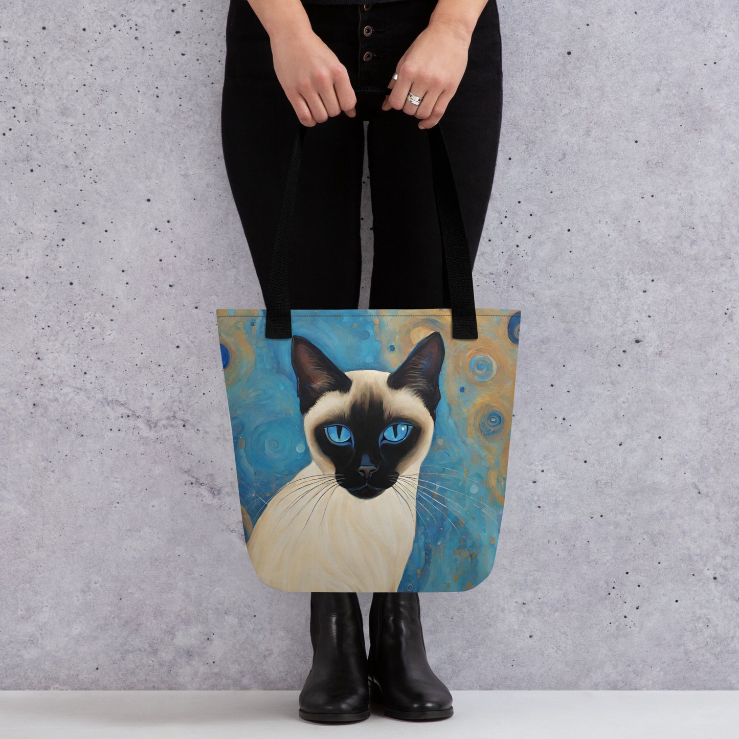 Siamese on Blue Tote bag