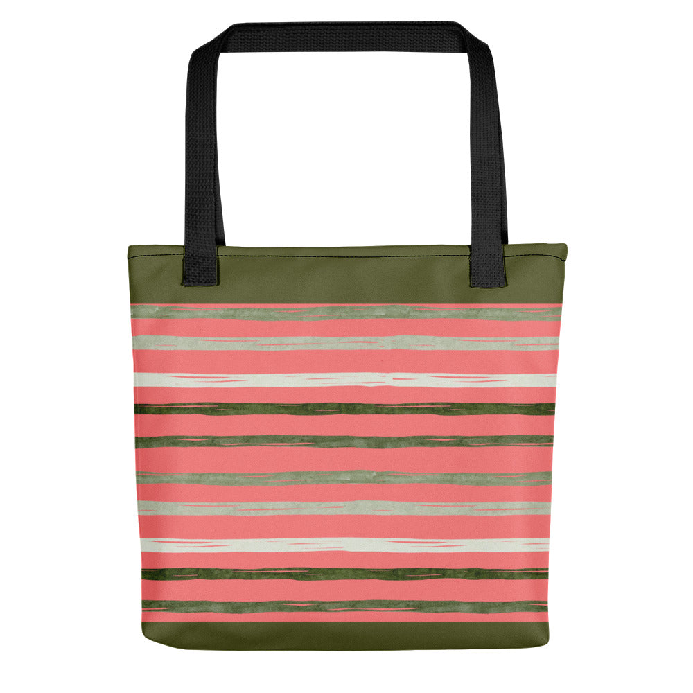 Utah Green Stripes on Melon Tote bag