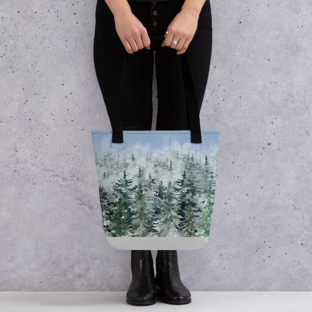 Evergreens in Winter Tote bag