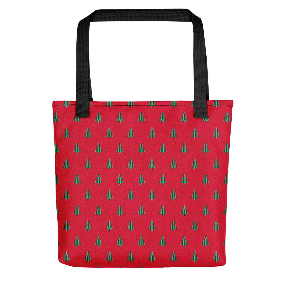 Tiny Tree Print on Red Tote bag