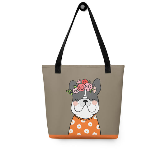 French Bulldog in Orange Tote bag