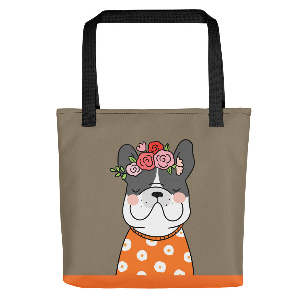 French Bulldog in Orange Tote bag