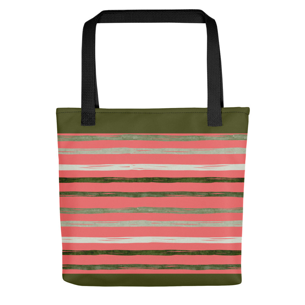 Utah Green Stripes on Melon Tote bag