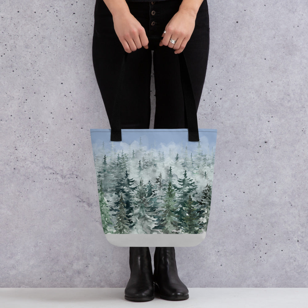 Evergreens in Winter Tote bag