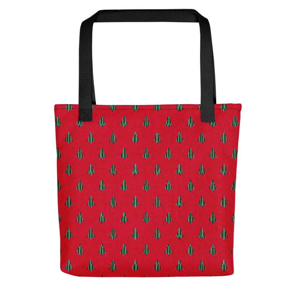 Tiny Tree Print on Red Tote bag