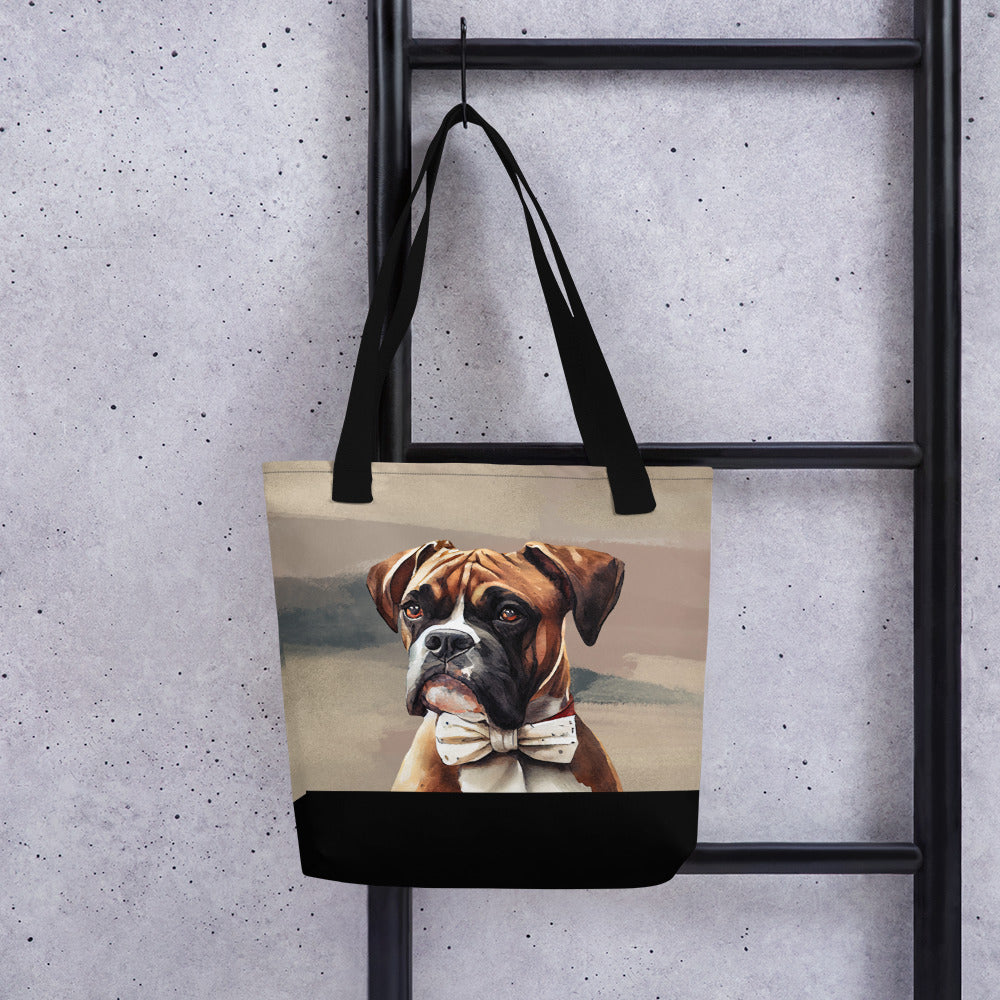 Boxer in Bow Tie Tote bag