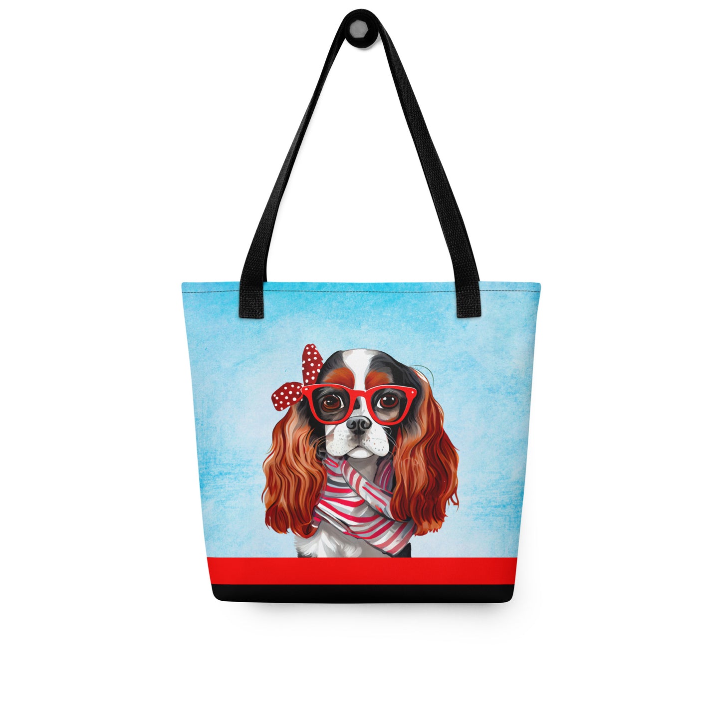 Cavalier King Charles in Red Glasses Tote bag