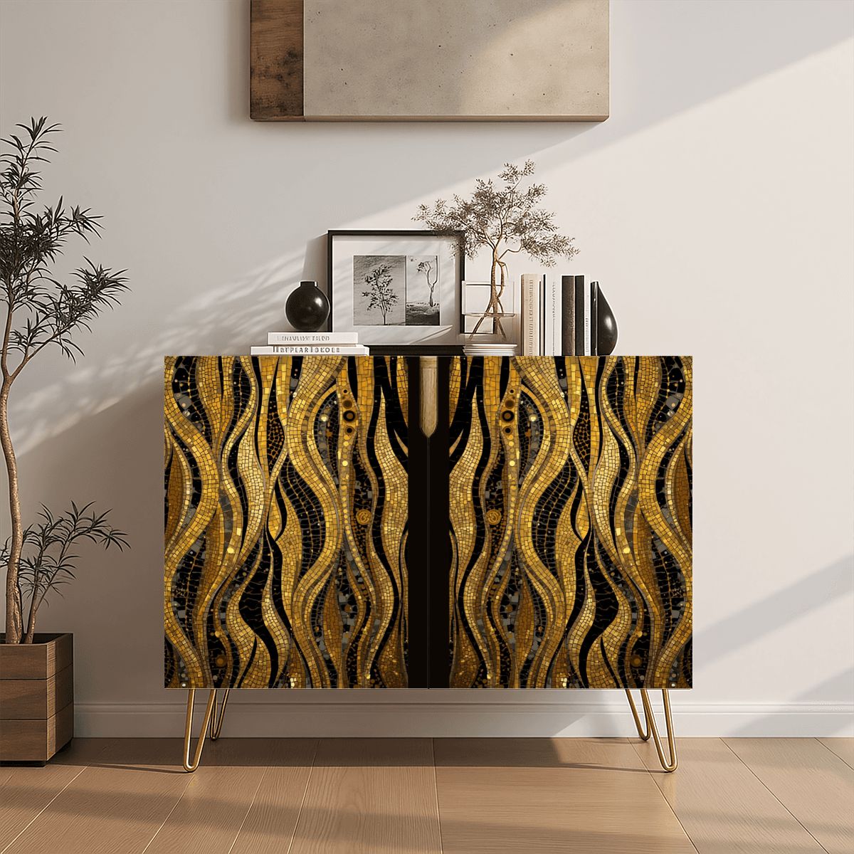 Mosaic Art Wooden Storage Cabinet (Made in USA)