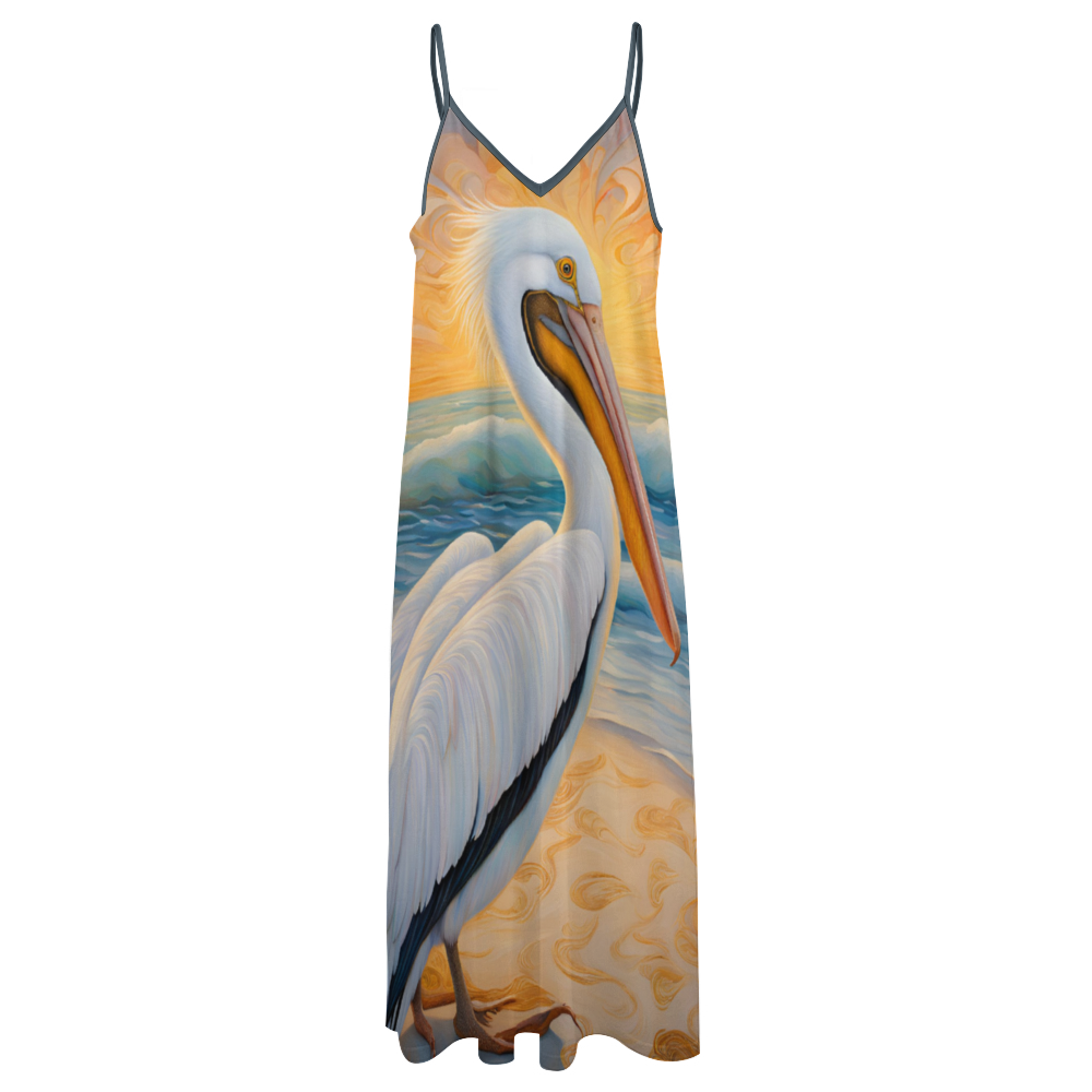 Pelican Sunset Women's Summer Fashion Maxi Slip Dress