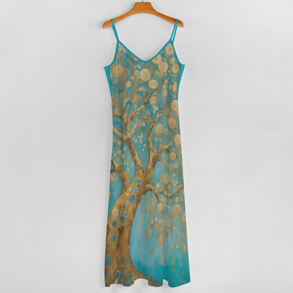 Spring Blooms Women's Summer Fashion Maxi Slip Dress