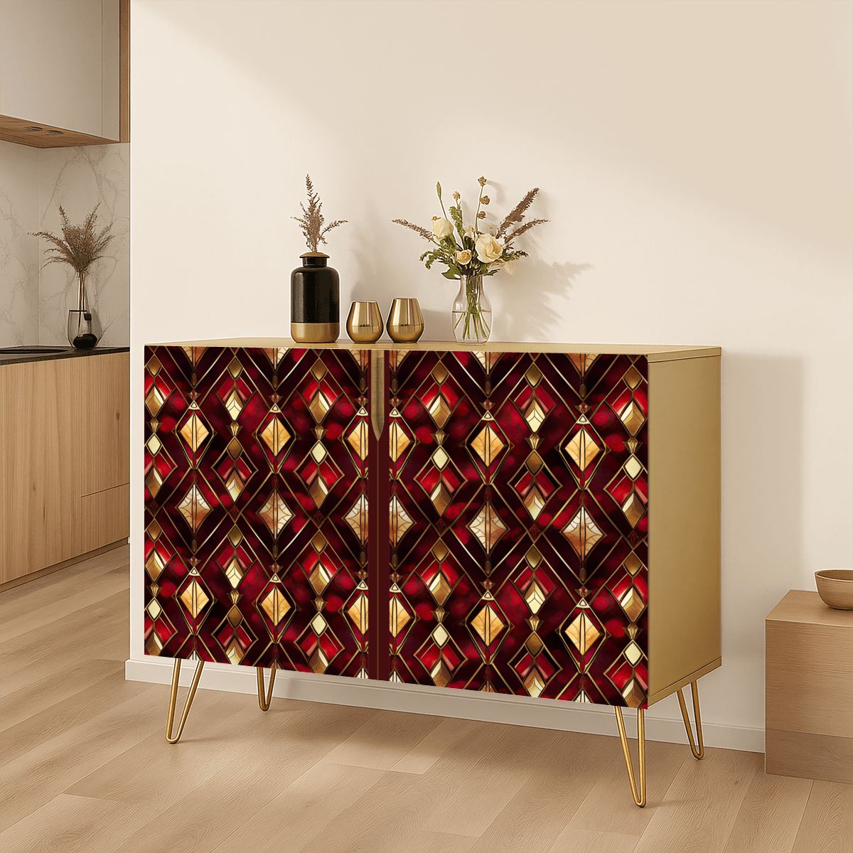 Geometric Wooden Storage Cabinet (Made in USA)