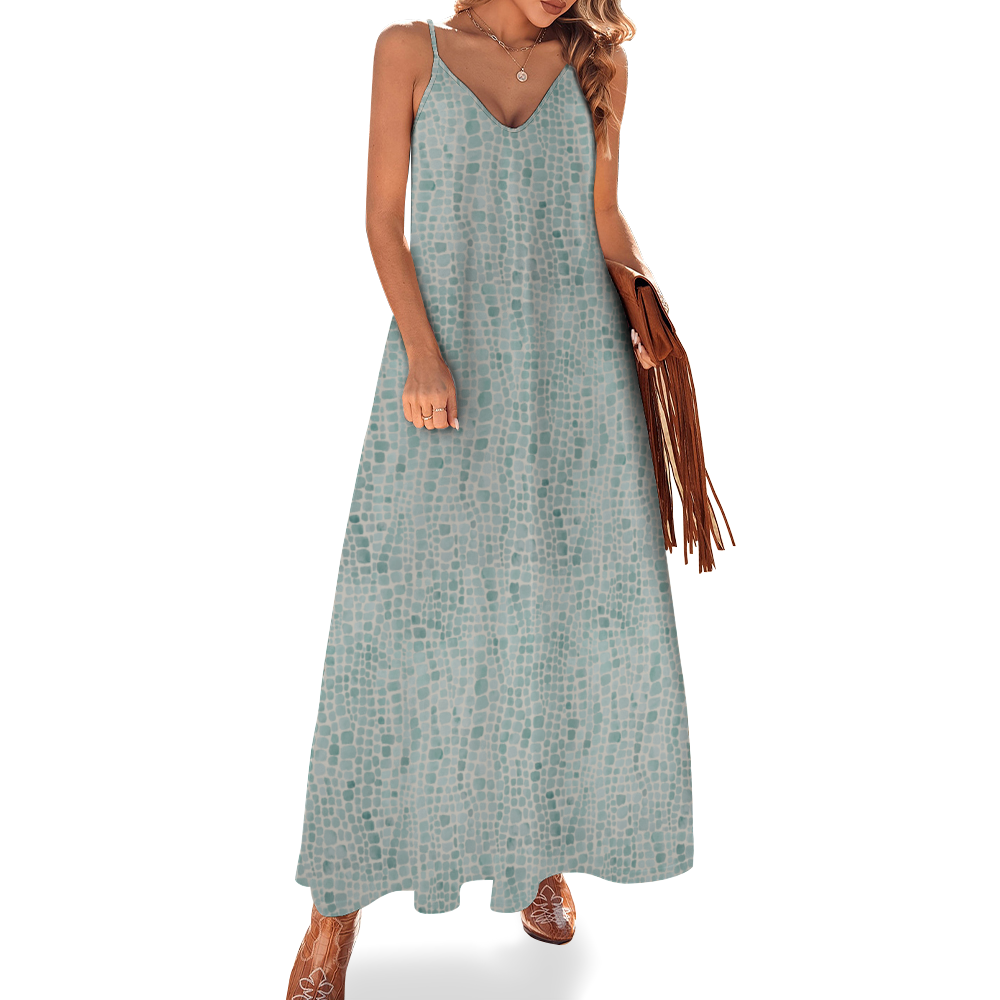 Pastel Crocked Women's Summer Fashion Maxi Slip Dress