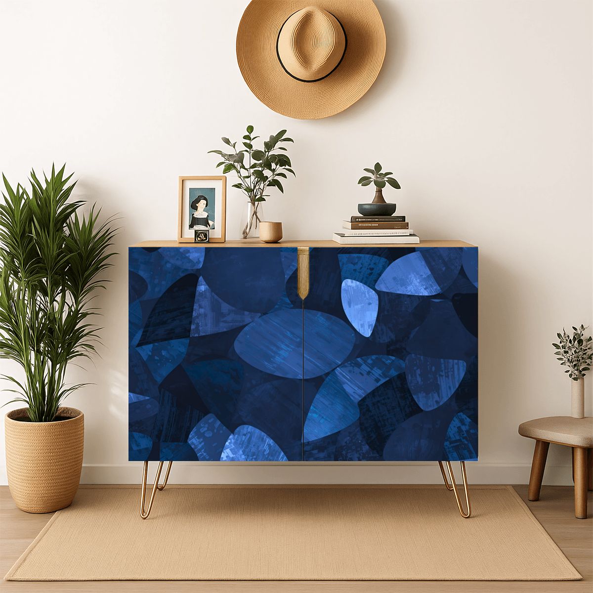 Blue Contemporary Wooden Storage Cabinet (Made in USA)