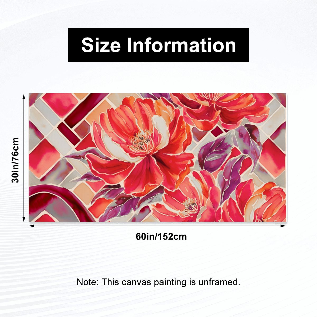 60" x 30" Printed Canvas Fabric Wall Art - No Frame (Made in USA)