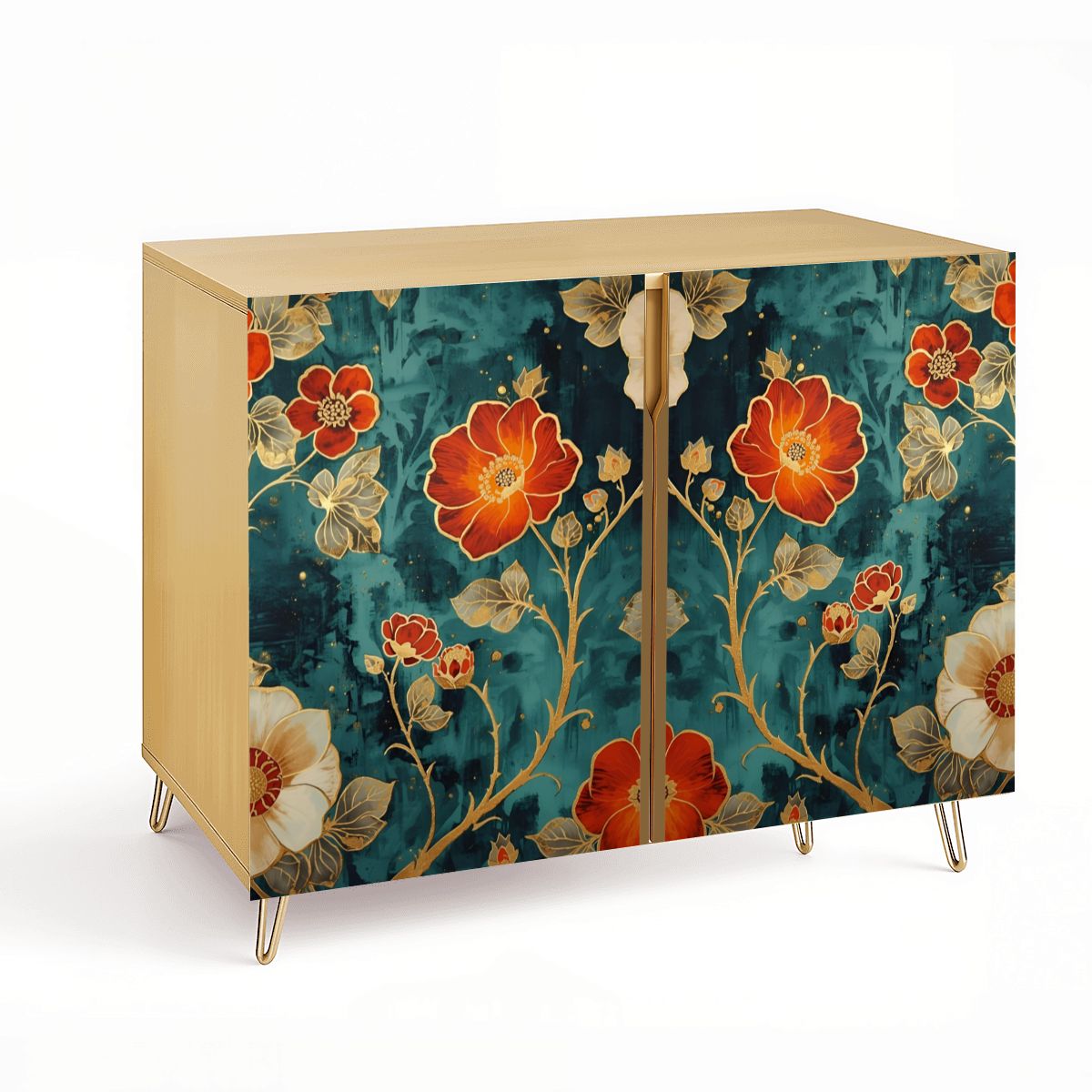 Floral Art Wooden Storage Cabinet (Made in USA)