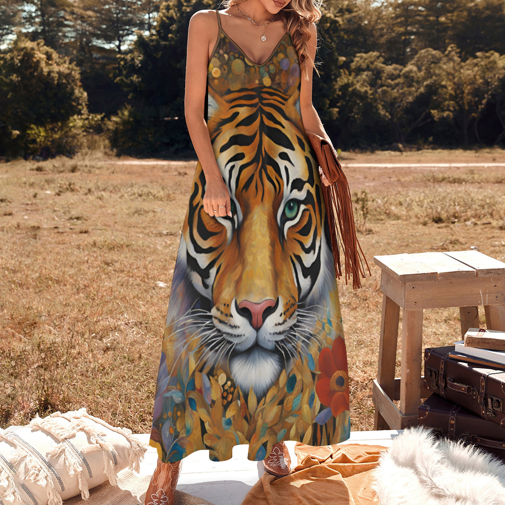 Jungle Tiger Women's Summer Fashion Maxi Slip Dress