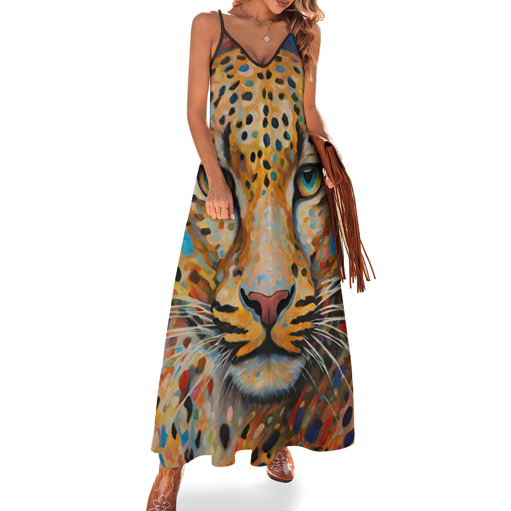Leopard Women's Summer Fashion Maxi Slip Dress