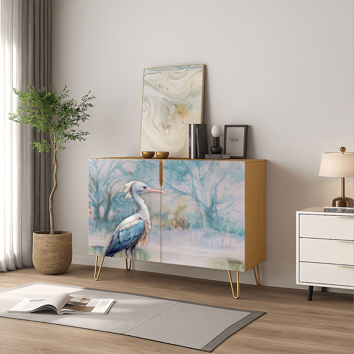 Blue Heron Art Wooden Storage Cabinet (Made in USA)