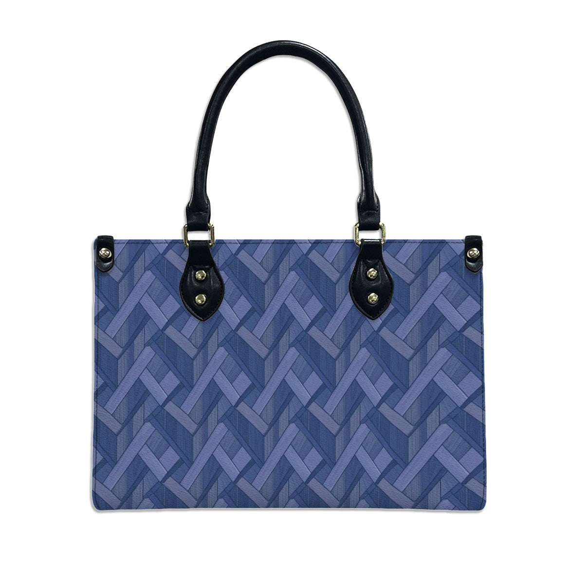 Blue Geometric Women's PU Leather Shoulder Handbag