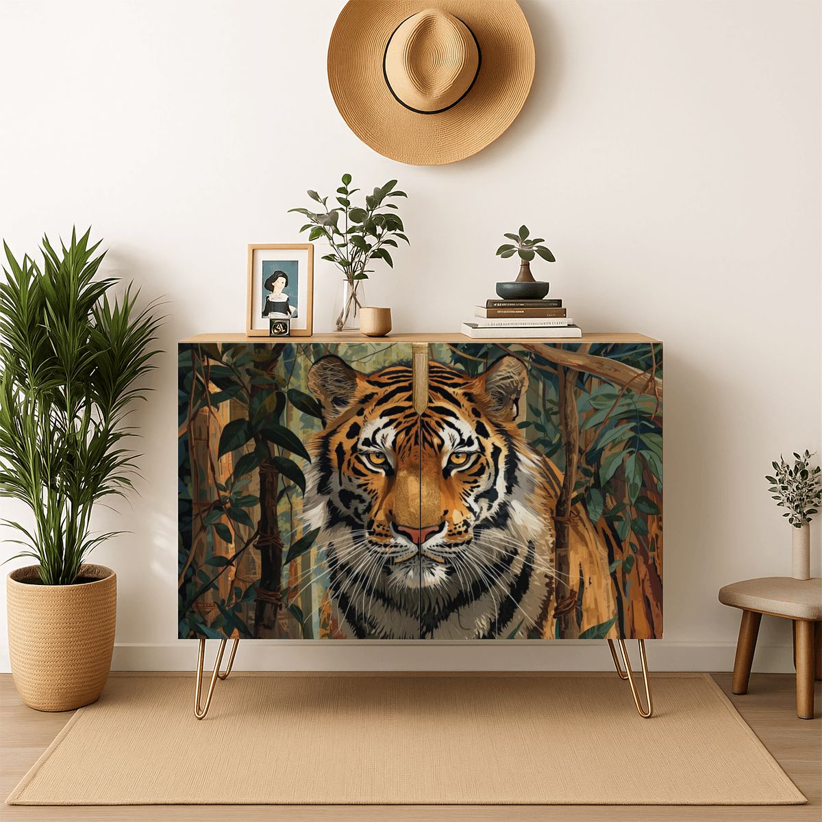 Tiger Art Wooden Storage Cabinet (Made in USA)