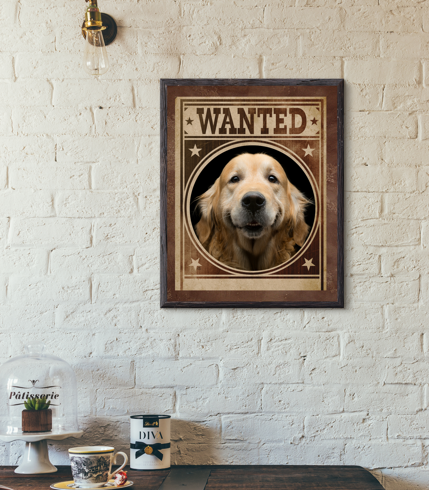 Golden Retriever Mug Shot Wanted Poster