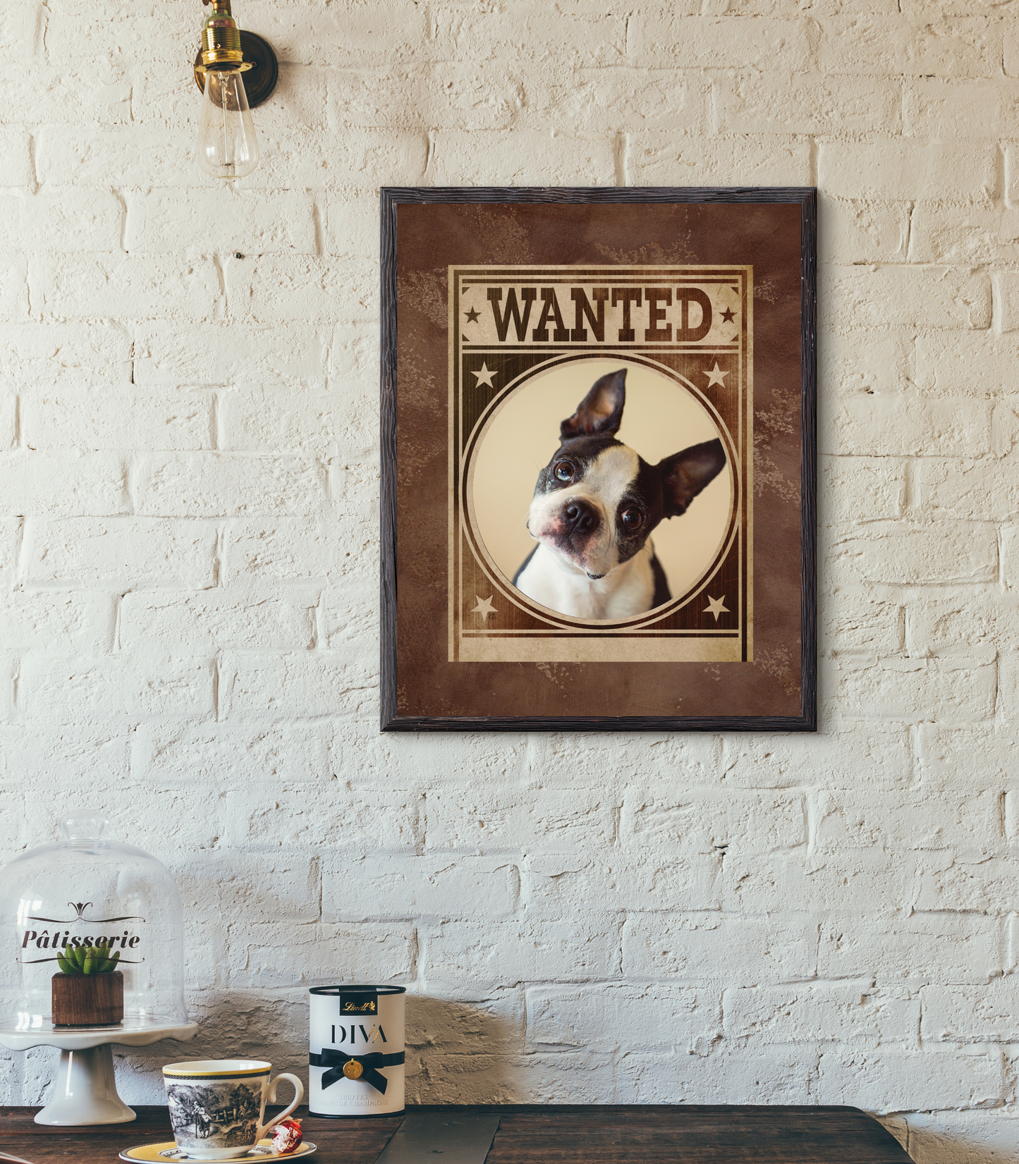 Boston Terrier Mug Shot Wanted Poster