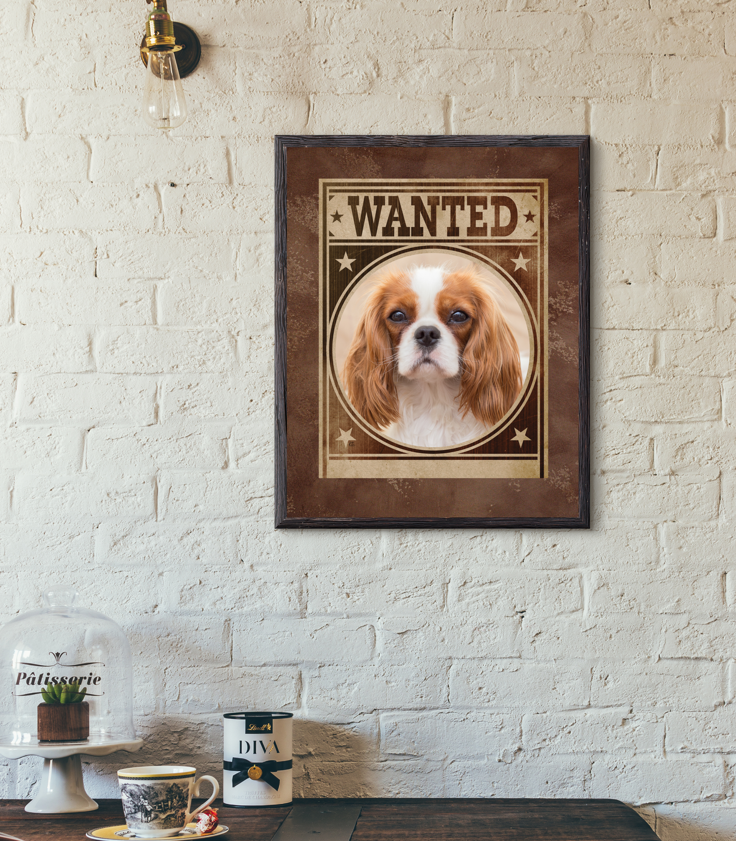 Cavalier King Charles Spaniel Mug Shot Wanted Poster