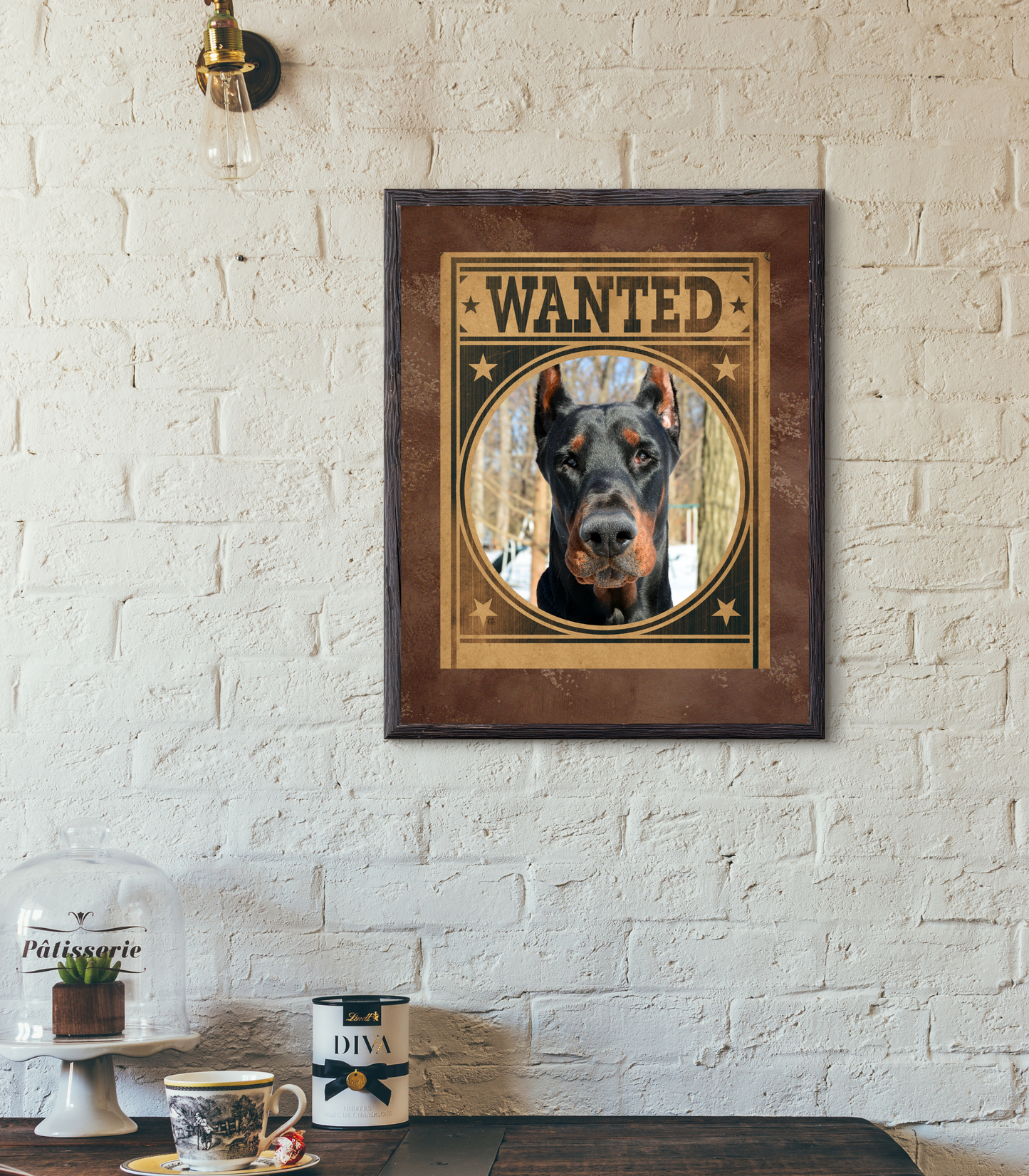 Doberman Pinscher Mug Shot Wanted Poster