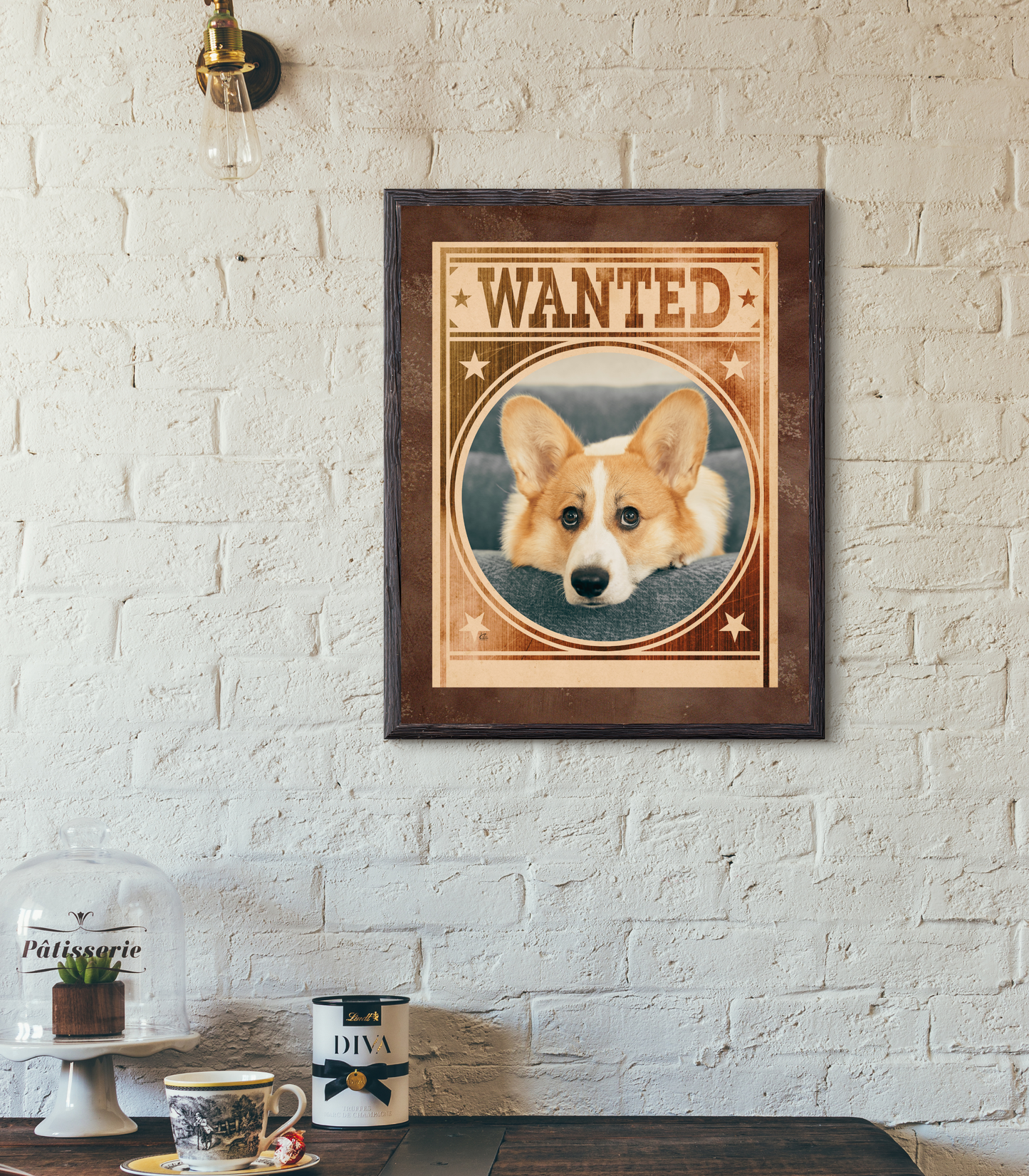 Corgi Mug Shot Wanted Poster