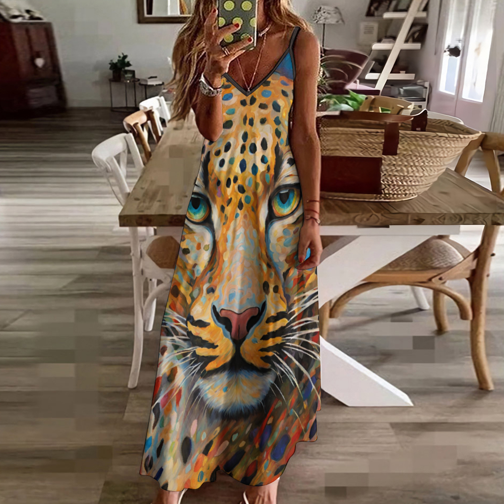 Leopard Women's Summer Fashion Maxi Slip Dress