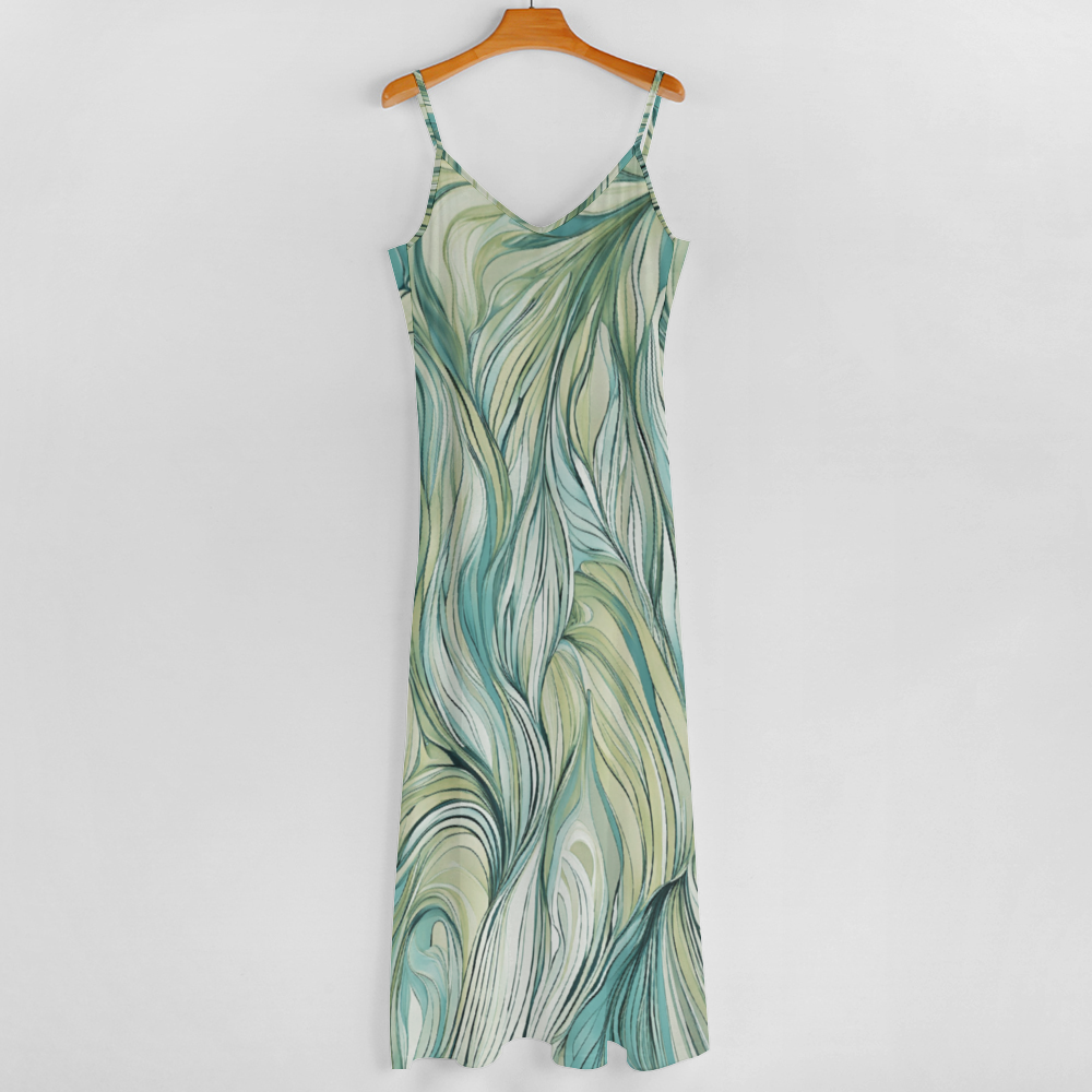 Green Flow Women's Summer Fashion Maxi Slip Dress